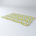 Mid Century Modern Scandinavian Abstract 152 Turquoise and Chartreuse Rug Gallery Image 3