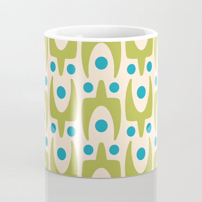 Mid Century Modern Scandinavian Abstract 152 Turquoise and Chartreuse Coffee Mug Gallery Image 4