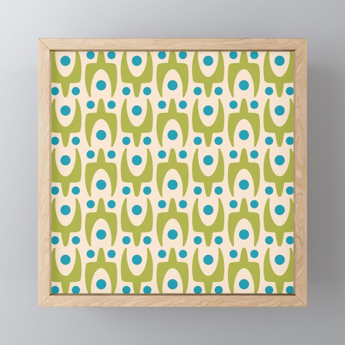 Mid Century Modern Scandinavian Abstract 152 Turquoise and Chartreuse Mini Art Print Gallery Image 1