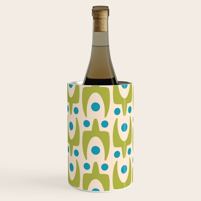 Mid Century Modern Scandinavian Abstract 152 Turquoise and Chartreuse Wine Chiller Gallery Image 2