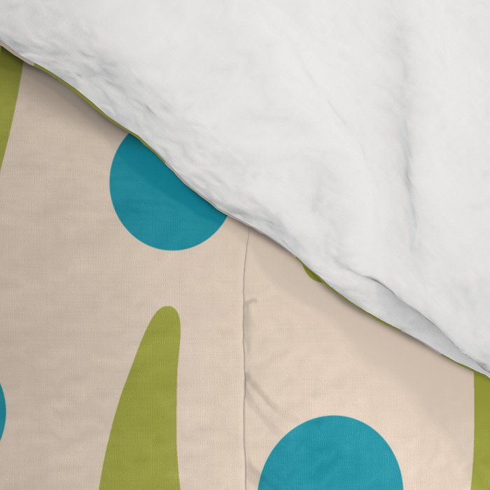 Mid Century Modern Scandinavian Abstract 152 Turquoise and Chartreuse Comforter Gallery Image 4