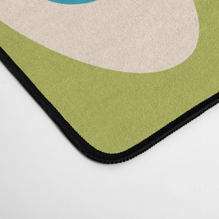 Mid Century Modern Scandinavian Abstract 152 Turquoise and Chartreuse Desk Mat Gallery Image 4