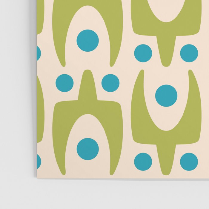 Mid Century Modern Scandinavian Abstract 152 Turquoise and Chartreuse Poster Gallery Image 3