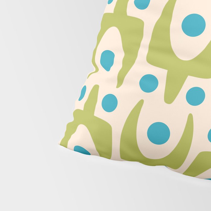 Mid Century Modern Scandinavian Abstract 152 Turquoise and Chartreuse Pillow Sham Gallery Image 4