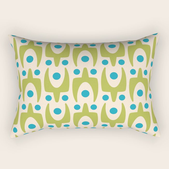 Mid Century Modern Scandinavian Abstract 152 Turquoise and Chartreuse Rectangular Pillow Gallery Image 2