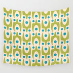 Mid Century Modern Scandinavian Abstract 152 Turquoise and Chartreuse Wall Tapestry Gallery Image 4