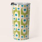 Mid Century Modern Scandinavian Abstract 152 Turquoise and Chartreuse Travel Mug Gallery Image 3