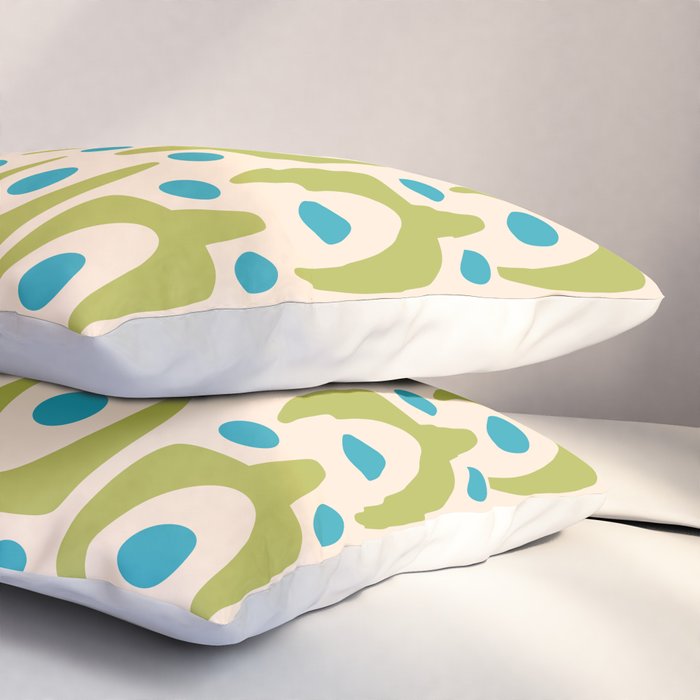 Mid Century Modern Scandinavian Abstract 152 Turquoise and Chartreuse Pillow Sham Gallery Image 3