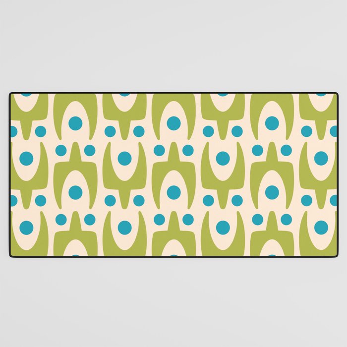 Mid Century Modern Scandinavian Abstract 152 Turquoise and Chartreuse Desk Mat Gallery Image 3