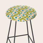 Mid Century Modern Scandinavian Abstract 152 Turquoise and Chartreuse Stool Gallery Image 2
