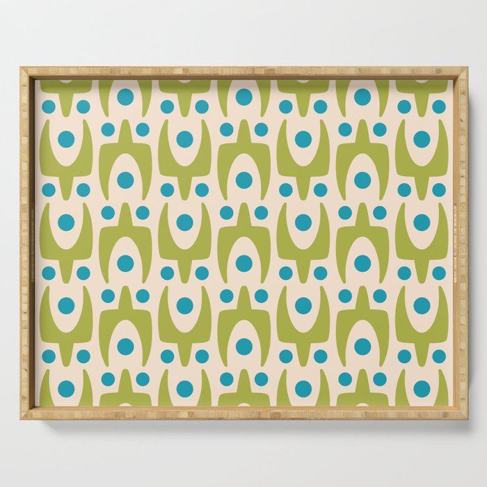 Mid Century Modern Scandinavian Abstract 152 Turquoise and Chartreuse Serving Tray Gallery Image 1