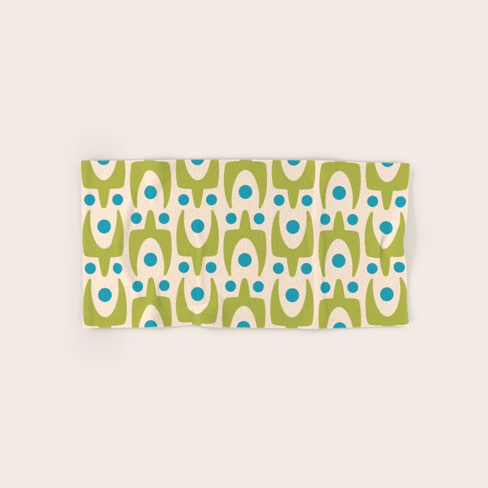 Mid Century Modern Scandinavian Abstract 152 Turquoise and Chartreuse Towels Gallery Image 1
