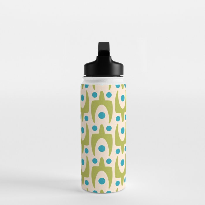 Mid Century Modern Scandinavian Abstract 152 Turquoise and Chartreuse Water Bottle Gallery Image 3