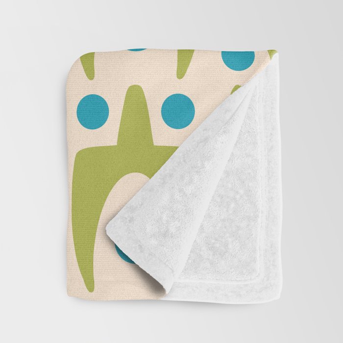 Mid Century Modern Scandinavian Abstract 152 Turquoise and Chartreuse Throw Blanket Gallery Image 3