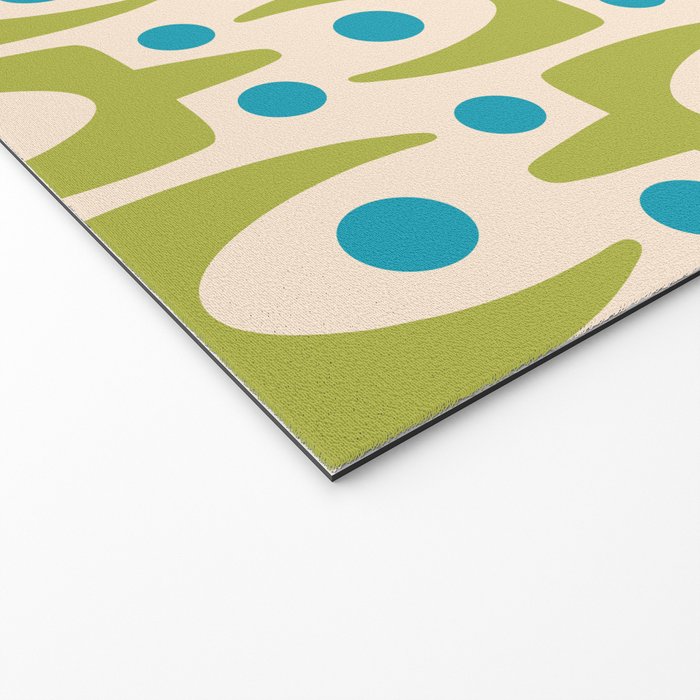 Mid Century Modern Scandinavian Abstract 152 Turquoise and Chartreuse Welcome Mat Gallery Image 2