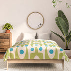 Mid Century Modern Scandinavian Abstract 152 Turquoise and Chartreuse Comforter Gallery Image 3