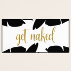 Get Naked Funny, Tropical Palm, Black, White and Gold Desk Mat Gallery Image 3
