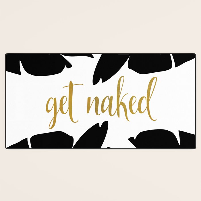 Get Naked Funny, Tropical Palm, Black, White and Gold Desk Mat Gallery Image 3