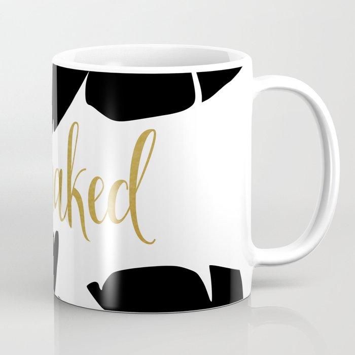 Get Naked Funny, Tropical Palm, Black, White and Gold Coffee Mug Gallery Image 1