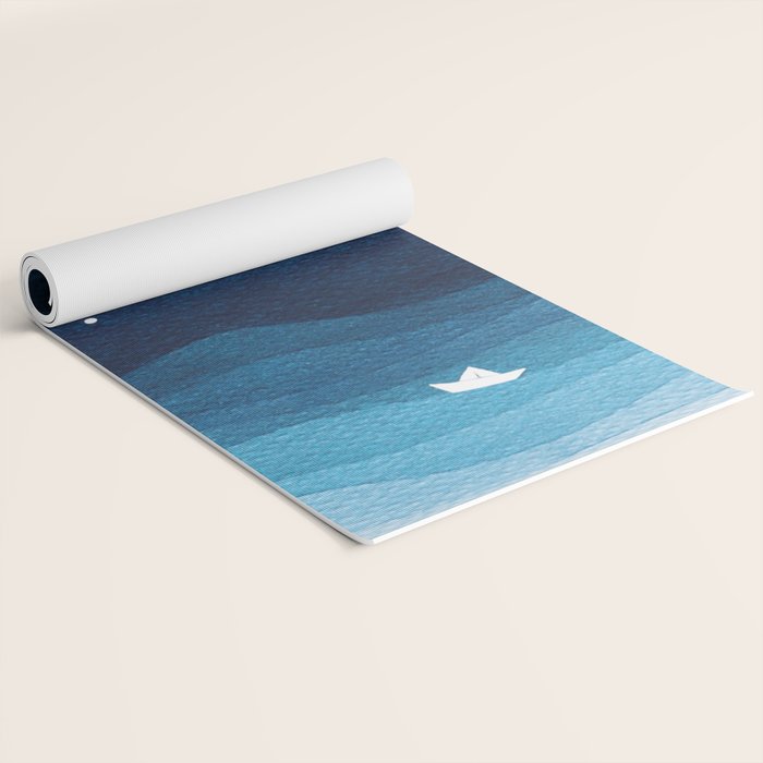 Falling stars, blue, sailboat, ocean Yoga Mat Gallery Image 2