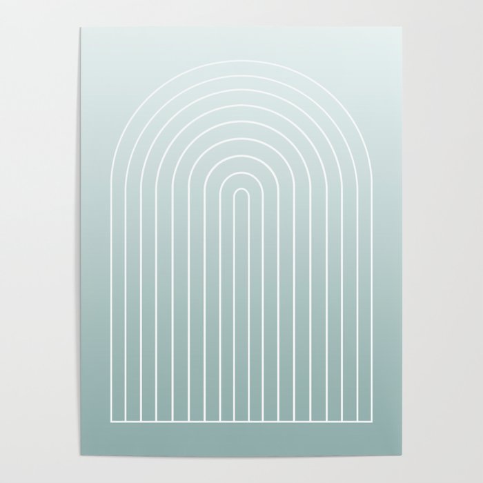 Ombre Arch XVII Natural Teal Gradient Modern Geometric Lines Poster Gallery Image 4