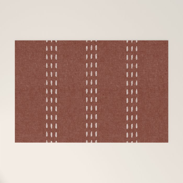 boho vertical stitch - rust Welcome Mat Gallery Image 1