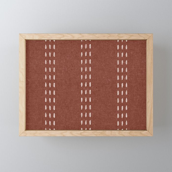 boho vertical stitch - rust Mini Art Print Gallery Image 1