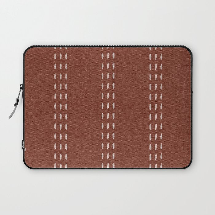 boho vertical stitch - rust Laptop Sleeve Gallery Image 1