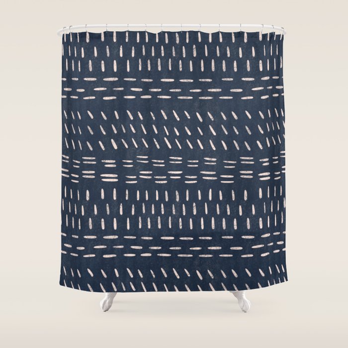 Mudcloth Distress Denim Shower Curtain Gallery Image 1