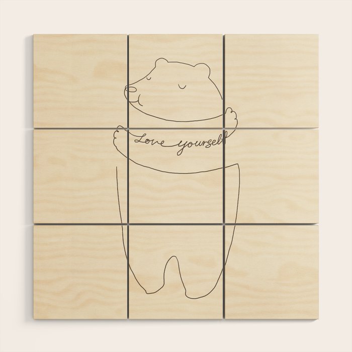 Love Yourself Bear Wood Wall Art Gallery Image 1