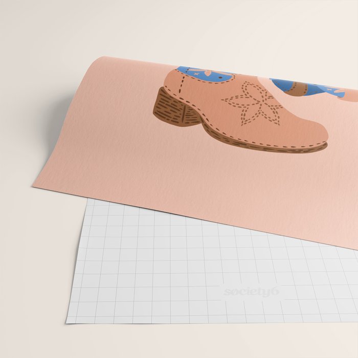 Cowgirl Boots â Blue & Peach Wrapping Paper Gallery Image 2