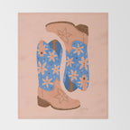Cowgirl Boots â Blue & Peach Throw Blanket Gallery Image 2