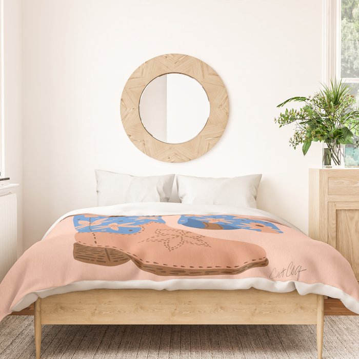 Cowgirl Boots â Blue & Peach Duvet Cover Gallery Image 3