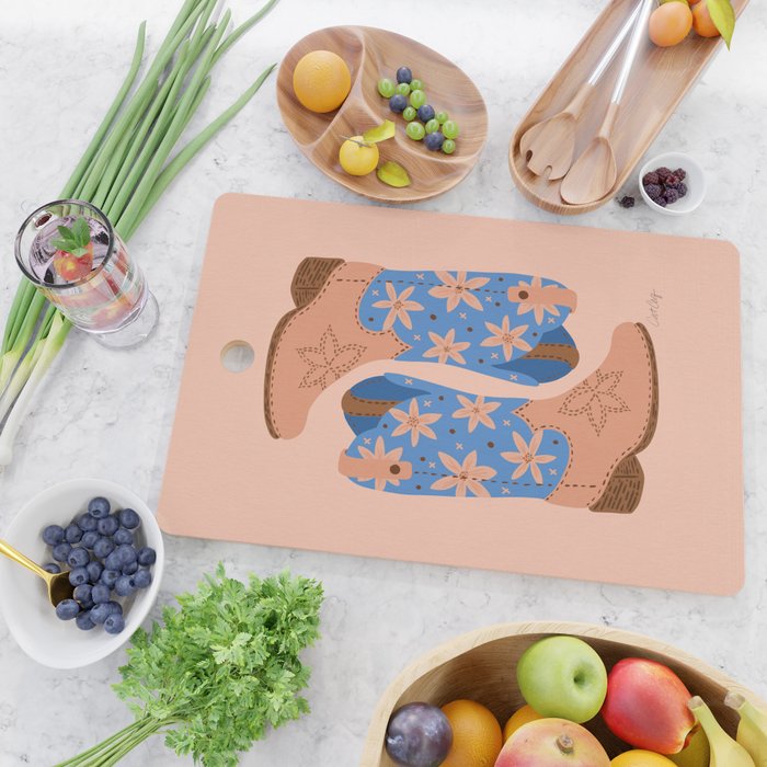 Cowgirl Boots â Blue & Peach Cutting Board Gallery Image 2
