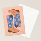 Cowgirl Boots â Blue & Peach Stationery Card Gallery Image 2