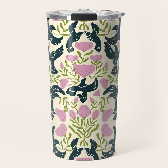 Spring Black Birds Travel Mug Gallery Image 1