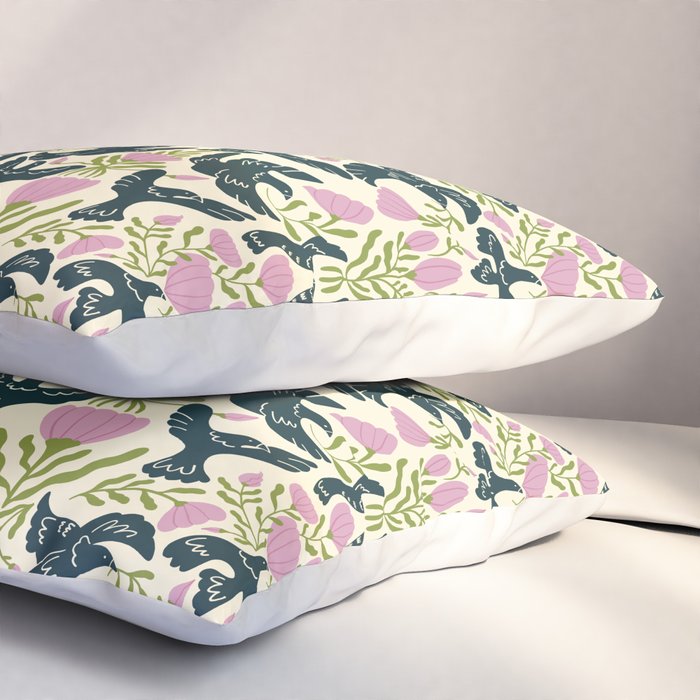 Spring Black Birds Pillow Sham Gallery Image 3