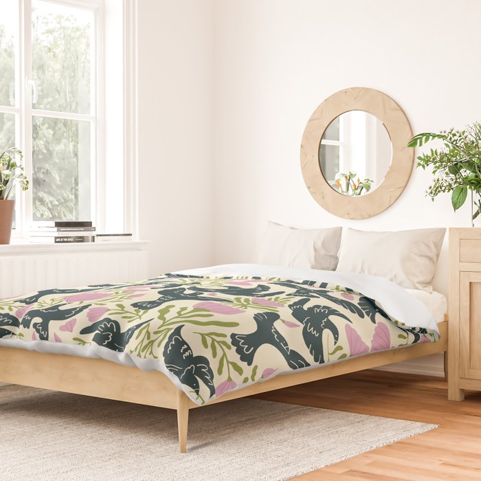 Spring Black Birds Duvet Cover Gallery Image 2