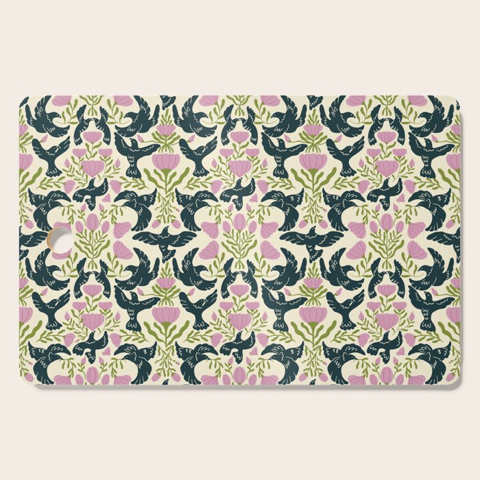 Spring Black Birds Cutting Board Gallery Image 1