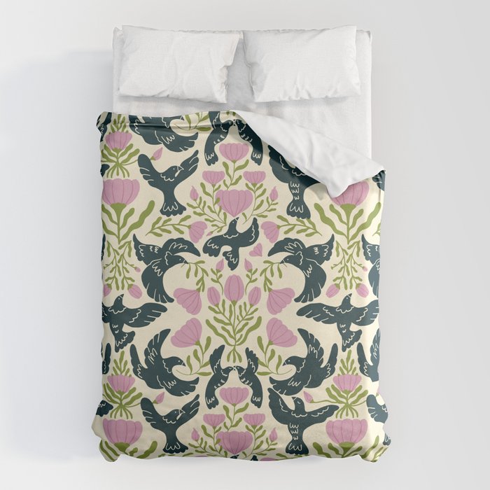 Spring Black Birds Duvet Cover Gallery Image 6