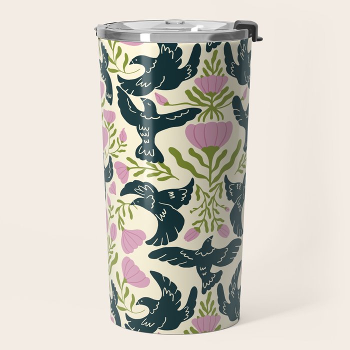Spring Black Birds Travel Mug Gallery Image 2