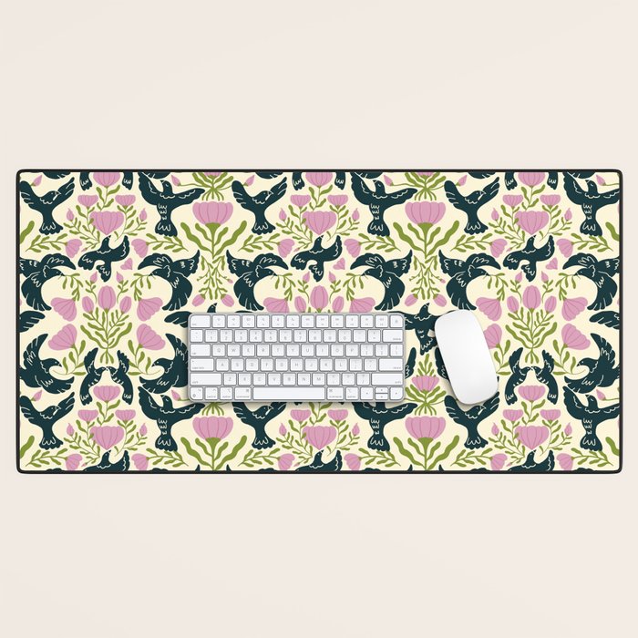 Spring Black Birds Desk Mat Gallery Image 1