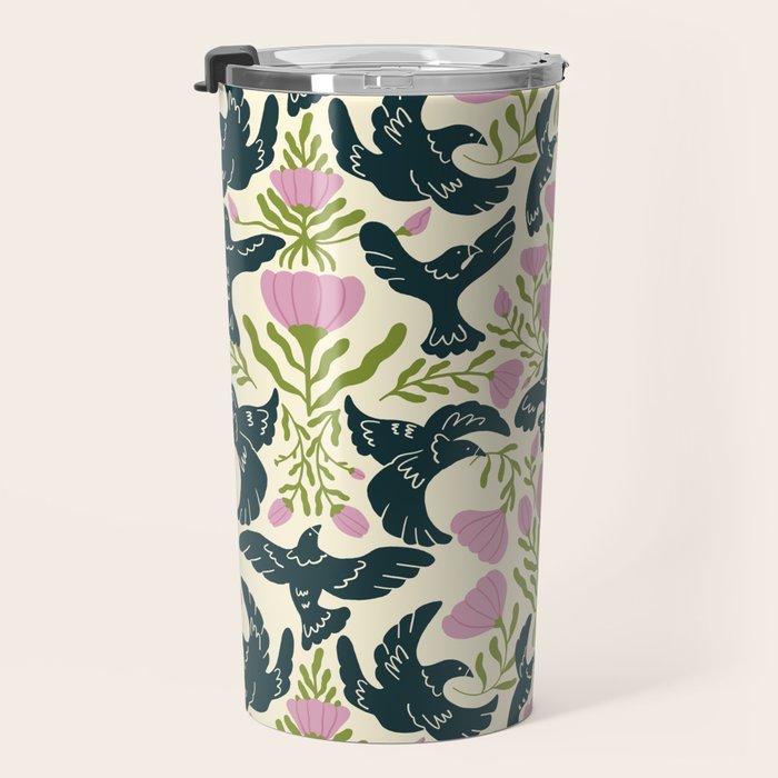 Spring Black Birds Travel Mug Gallery Image 3