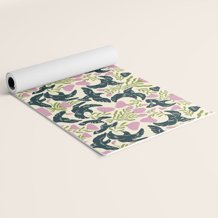 Spring Black Birds Yoga Mat Gallery Image 2