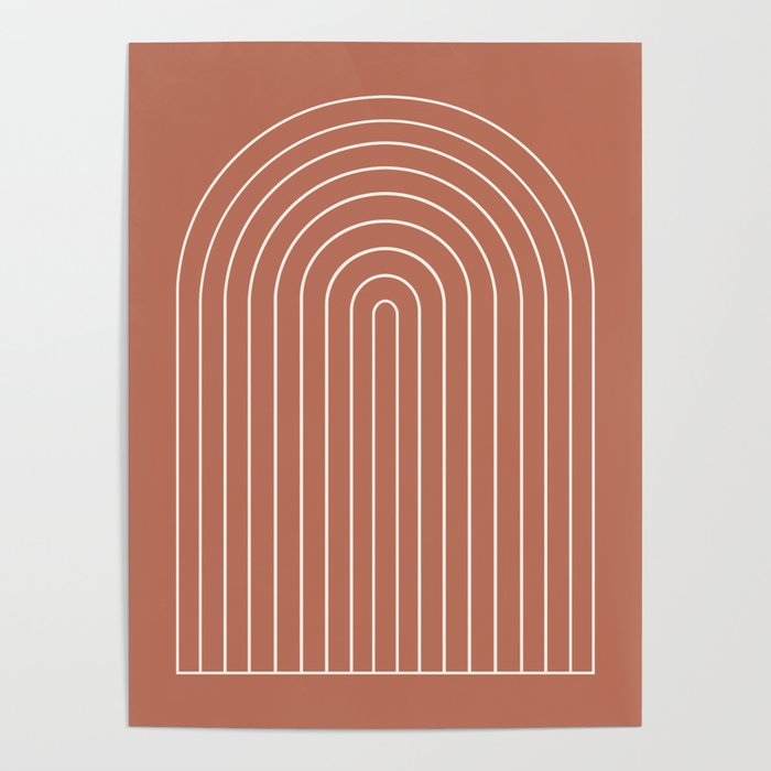 Minimal Arch LI Coral Red Modern Geometric Lines Poster Gallery Image 4