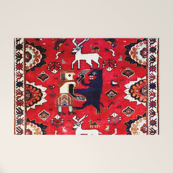 Qashqaâi Fars Southwest Persian Hunting Rug Print Welcome Mat Gallery Image 1