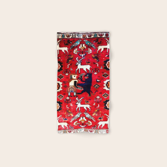 Qashqaâi Fars Southwest Persian Hunting Rug Print Bath Towel Gallery Image 1