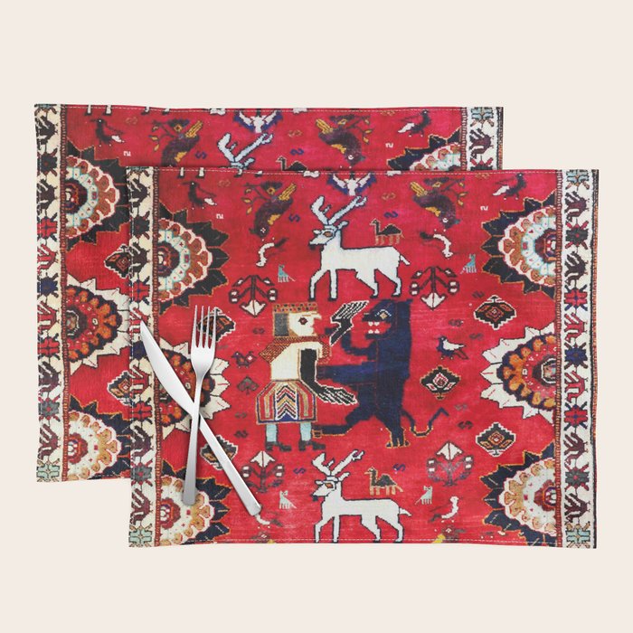 Qashqaâi Fars Southwest Persian Hunting Rug Print Placemat Gallery Image 1
