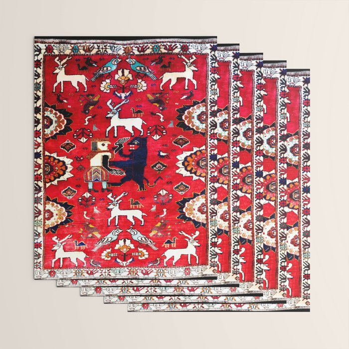 Qashqaâi Fars Southwest Persian Hunting Rug Print Wrapping Paper Gallery Image 3