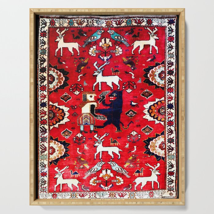Qashqaâi Fars Southwest Persian Hunting Rug Print Serving Tray Gallery Image 1